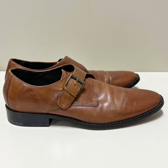 Cole Haan Brown Monk Strap Leather Dressing Cognac Shoes Mens Size 10 - Picture 3 of 8